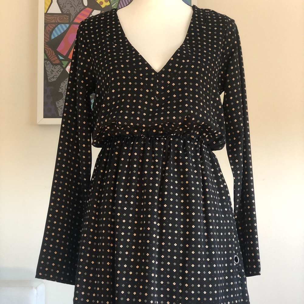 Sage Black Dress with Diamond Dots